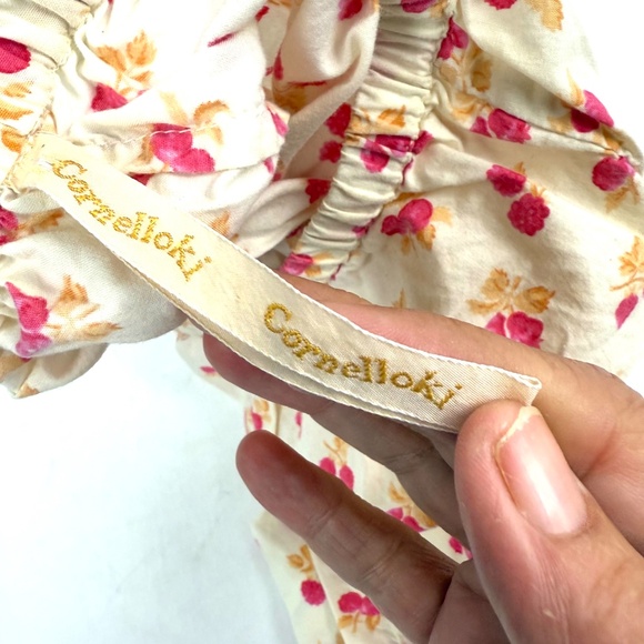 Corneloki Girls 5/6 White Floral Cotton Pants with Ruffle Hem - Picture 6 of 10